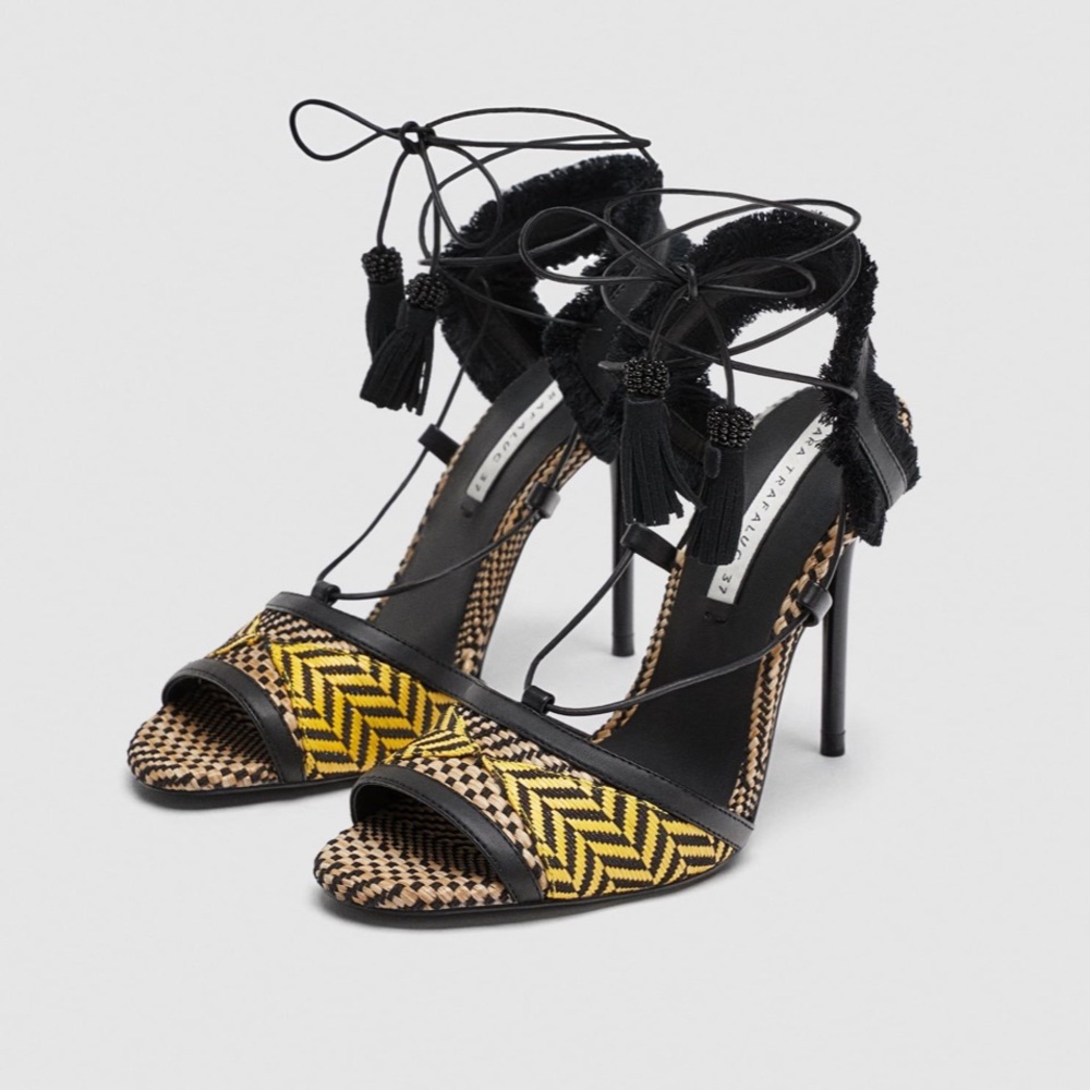 Zara Trafaluc open toe strappy heel, size 37